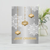 Silver Snowflake and Ornament Christmas Card Feestdagenkaart (Staand voorkant)