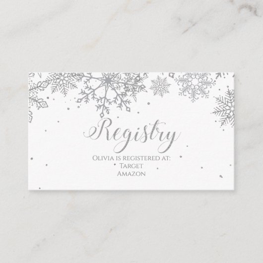 Silver Snowflake Baby Registry Informatiekaartje (Voorkant)