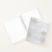 Silver Snowflake Baby shower Blue Guest Book Notitieboek (Binnen)