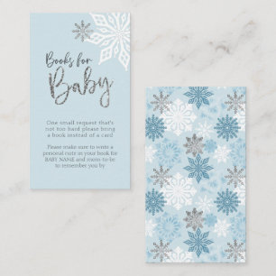 Silver Snowflake Baby shower Book Request Informatiekaartje