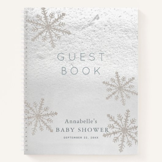 Silver Snowflake Baby shower Guest Book Notitieboek (Voorkant)