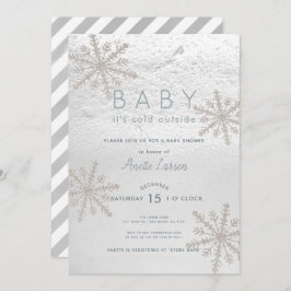 Silver Snowflake Baby zijn koude buiten Baby showe Kaart