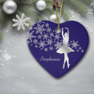 Silver Snowflake Ballerina Blue Keramisch Ornament