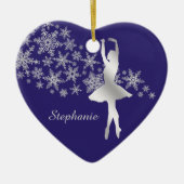 Silver Snowflake Ballerina Blue Keramisch Ornament (Voorkant)