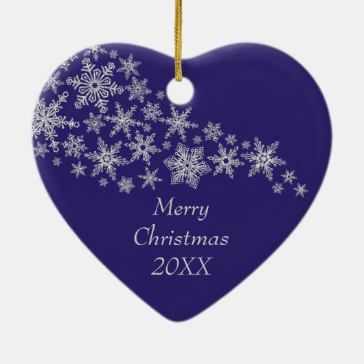 Silver Snowflake Ballerina Blue Keramisch Ornament (Achterkant)