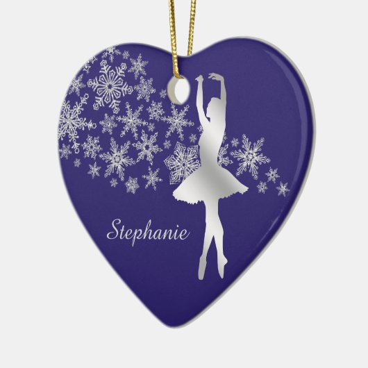 Silver Snowflake Ballerina Blue Keramisch Ornament (Links)