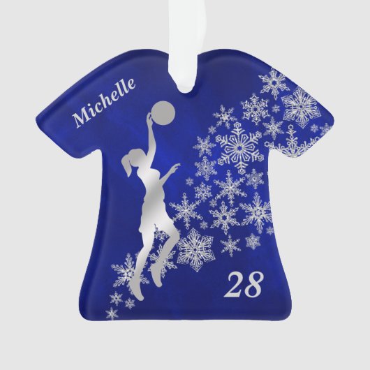 Silver Snowflake Basketball Player Ornament (voorkant)