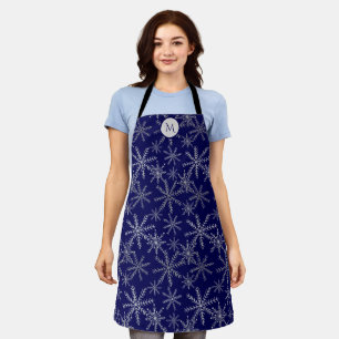 Silver Snowflake Blue Monogram Holiday Schort