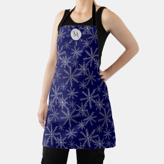 Silver Snowflake Blue Monogram Holiday Schort (Insitu)