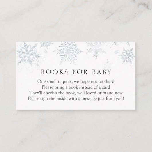 Silver Snowflake Books voor Baby-invoegkaart Informatiekaartje (Voorkant)