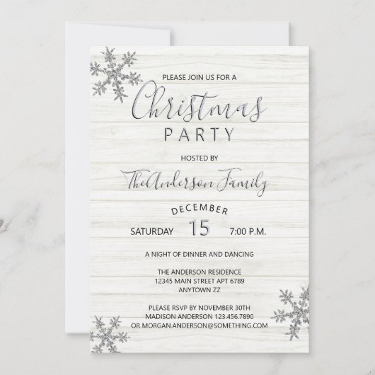 Silver Snowflake Chic Modern Kerstfeest (Voorkant)