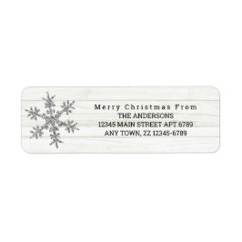 Silver Snowflake Chic Rustic Wood Holiday Etiket