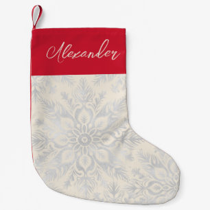Silver Snowflake Custom Name Kleine Kerstsok