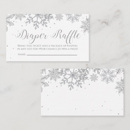 Silver Snowflake Diaper Raffle Informatiekaartje (Voorkant / Achterkant)