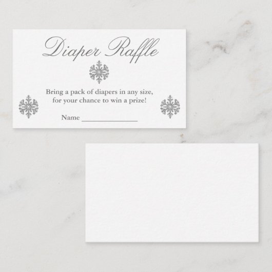 Silver Snowflake Diaper Raffle Kaart (Voorkant / Achterkant)