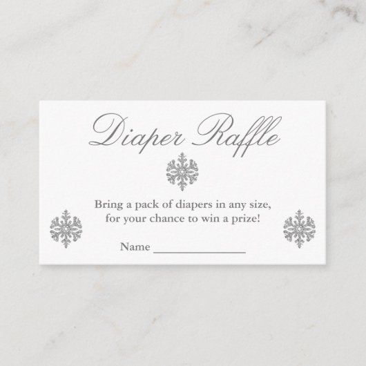 Silver Snowflake Diaper Raffle Kaart (Voorkant)