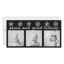 Silver Snowflake Drie Foto Vakantie Kaart