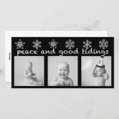 Silver Snowflake Drie Foto Vakantie Kaart (Voorkant / Achterkant)