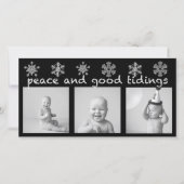 Silver Snowflake Drie Foto Vakantie Kaart (Voorkant)