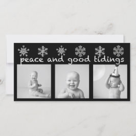 Silver Snowflake Drie Foto Vakantie Kaart