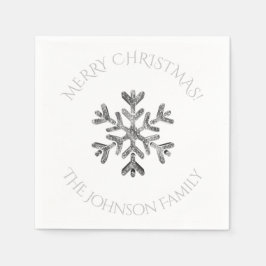 Silver Snowflake Elegant Chic Kerstparty Servet