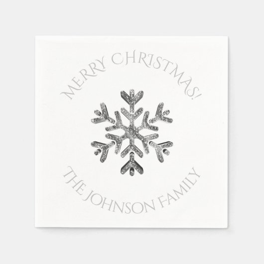 Silver Snowflake Elegant Chic Kerstparty Servet (Voorkant)