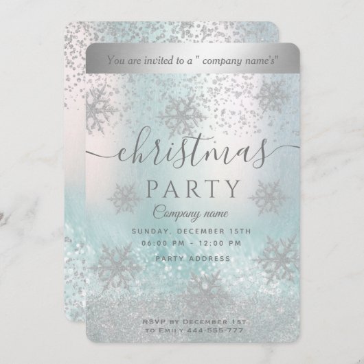 Silver Snowflake Enterprise-kerstfeest Kaart (Voorkant / Achterkant)