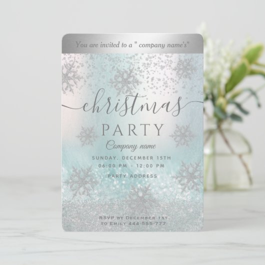 Silver Snowflake Enterprise-kerstfeest Kaart (Staand voorkant)