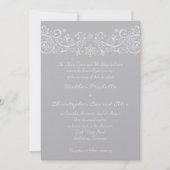 Silver Snowflake Floral Wedding Invitation Kaart (Voorkant)
