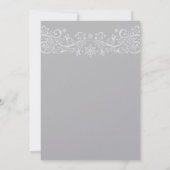 Silver Snowflake Floral Wedding Invitation Kaart (Achterkant)