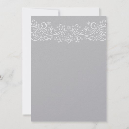 Silver Snowflake Floral Wedding Invitation Kaart (Achterkant)