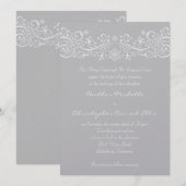 Silver Snowflake Floral Wedding Invitation Kaart (Voorkant / Achterkant)