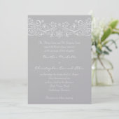 Silver Snowflake Floral Wedding Invitation Kaart (Staand voorkant)