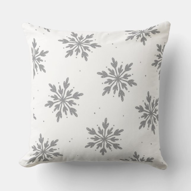 Silver Snowflake/Gold Ornament Pillow Kussen (Voorkant)
