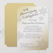 Silver Snowflake Golden 50th Wedding Jubileum Kaart (Voorkant / Achterkant)