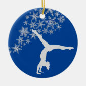 Silver Snowflake Gymnast, gepersonaliseerd Keramisch Ornament (Voorkant)