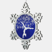 Silver Snowflake Gymnast op Blue Tin Sneeuwvlok Ornament (Rechts)