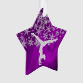 Silver Snowflake Gymnast op Paars Ornament (voorkant)