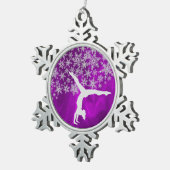 Silver Snowflake Gymnast over Violet Tin Sneeuwvlok Ornament (Rechts)