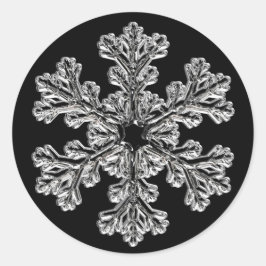 Silver Snowflake Holiday Greeting Ronde Sticker