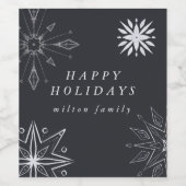 Silver Snowflake Holiday Wine Label Wijn Etiket (Enkel label)