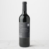 Silver Snowflake Holiday Wine Label Wijn Etiket (Voorkant)