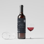 Silver Snowflake Holiday Wine Label Wijn Etiket