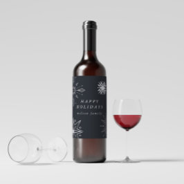 Silver Snowflake Holiday Wine Label Wijn Etiket