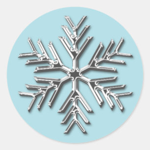 Silver Snowflake Holiday Xmas kerstenvelop Ronde Sticker