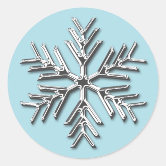 Silver Snowflake Holiday Xmas kerstenvelop Ronde Sticker (Voorkant)
