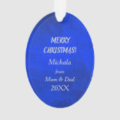 Silver Snowflake Ice Skater op Blue Ornament (achterkant)