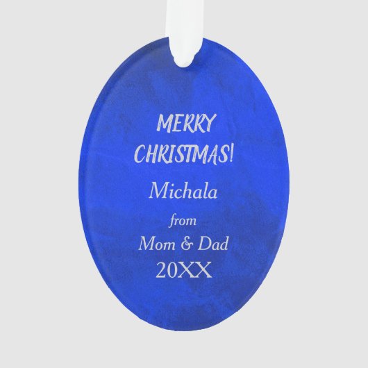 Silver Snowflake Ice Skater op Blue Ornament (achterkant)