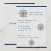 Silver Snowflake Invitation Kaart (Voorkant / Achterkant)