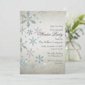 Silver Snowflake Invitation Kaart (Staand voorkant)